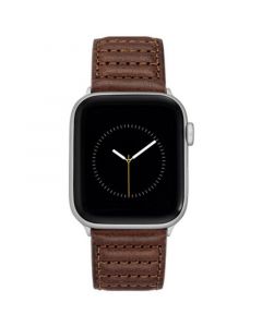 Men's Brown Premium Leather Band with Stitched Pattern 42mm, 44mm, 45mm, Ultra 49mm Apple Watch