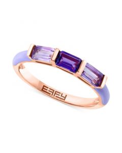 EFFY® Amethyst (1/5 ct. t.w.) & Pink Amethyst (5/8 ct. t.w.) Emerald-Cut Enamel Ring in 14k Rose Gold-Plated Sterling Silver