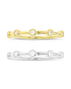 2-Pc. Set Cubic Zirconia Bezel Stack Rings in Sterling Silver & 14k Gold-Plate