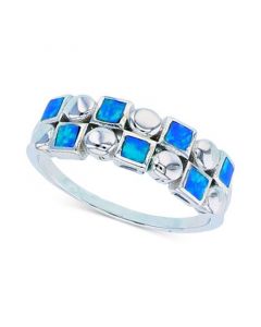 Lab-Created Blue Opal Inlay Ring in Sterling Silver