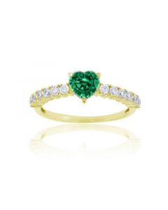 Green and White Cubic Zirconia Pave Engagement Ring (2 ct. t.w.)  in 14k Gold Over Sterling Silver