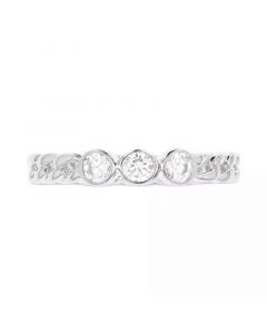 Cubic Zirconia Trio Link Ring in Sterling Silver or 14k Gold Over Sterling Silver