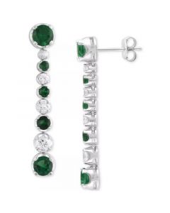 Emerald (2-1/2 ct. t.w.) & White Sapphire (1 ct. t.w.) Linear Drop Earrings in 14k White Gold (Also in Ruby)