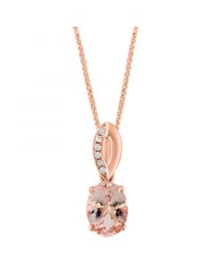 Morganite (1 ct. t.w.) & Diamond Accent Pendant Necklace in 14k Rose Gold, 16" + 2" extender