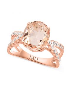 Morganite (3-1/10 ct. t.w.) & Diamond (1/5 ct. t.w.) Crisscross Ring in 14k Rose Gold