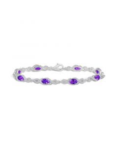 Amethyst and White Topaz Bracelet (3-5/8 ct. t.w and 2 ct. t.w) in Sterling Silver