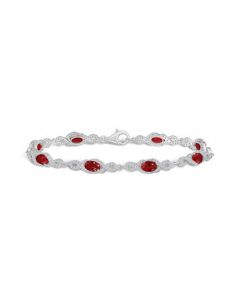 Garnet and White Topaz Bracelet (4-5/8 ct. t.w and 2 ct. t.w) in Sterling Silver