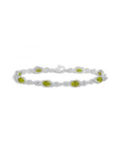 Peridot and White Topaz Bracelet (4-3/8 ct. t.w and 2 ct. t.w) in Sterling Silver