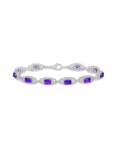 Amethyst and White Topaz Bracelet (5-1/2 ct. t.w and 5/8 ct. t.w) in Sterling Silver