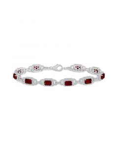 Garnet and White Topaz Bracelet (7-3/4 ct. t.w and 5/8 ct. t.w) in Sterling Silver