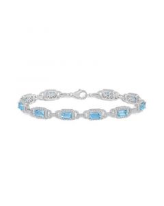 Sky Blue Topaz and White Topaz Bracelet (7 ct. t.w and 5/8 ct. t.w) in Sterling Silver