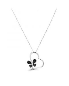 Spinel Heart Butterfly Necklace (1/3 ct. t.w.) in Sterling Silver