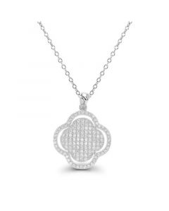 Cubic Zirconia Clover Necklace (1 1/5 ct. t.w.) in Sterling Silver