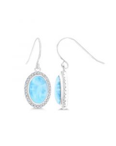 Larimar and Cubic Zirconia Fishhook Earrings (7/8 ct.t.w.) in Sterling Silver