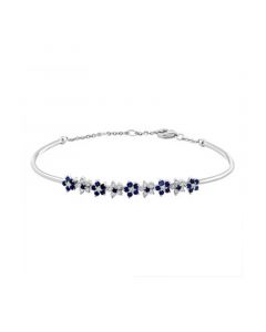 Sapphire (5/8 ct. t.w.) and Diamond (1/3 ct. t.w.) Bangle in 14K White Gold