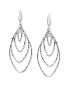 Navette Orbital Drop Earrings in 14k White Gold