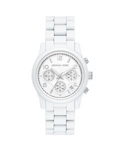 Women's Runway Chronograph White-Coated Stainless Steel Bracelet Watch, 38mm