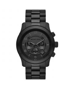 Unisex Runway Chronograph Black Stainless Steel Bracelet Watch, 45mm