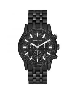 Men's Hutton Chronograph Black Stainless Steel Bracelet Watch, 43mm