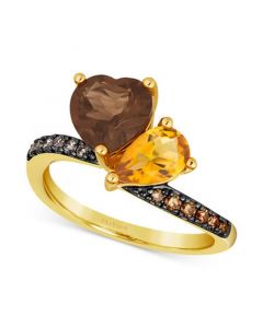 Multi-Gemstone (2-1/4 ct. t.w.) & Diamond (1/5 ct. t.w.) Two Stone Ring in 14k Gold