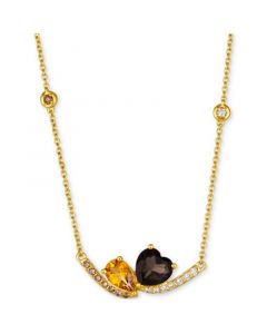 Multi-Gemstone (2-1/4 ct. t.w.) & Diamond (1/4 ct. t.w.) Pear & Heart 19" Statement Necklace in 14k Gold