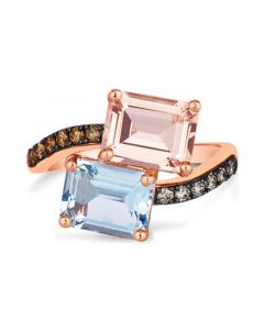 Multi-Gemstone (3-5/8 ct. t.w.) & Diamond (1/5 ct. t.w.) Bypass Ring in 14k Rose Gold