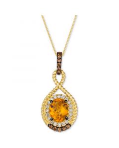 Cinnamon Citrine (2-3/8 ct. t.w.) & Diamond (5/8 ct. t.w.) Pendant Necklace in 14k Gold, 18" + 2" extender