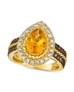 Cinnamon Citrine (1-5/8 ct. t.w.) & Diamond (1 ct. t.w.) Halo Ring in 14k Gold