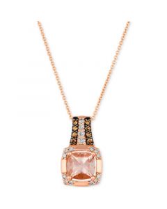 Peach Morganite (1-1/4 ct. t.w.) & Diamond (1/4 ct. t.w.) Pendant Necklace in 14k Rose Gold