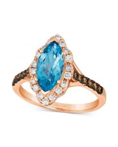 Blue Topaz (1-3/4 ct. t.w.) & Diamond (1/2 ct. t.w.) Marquise Halo Ring in 14k Rose Gold