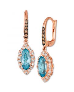 Blue Topaz (2 ct. t.w.) & Diamond (1/2 ct. t.w.) Marquise Halo Drop Earrings in 14k Rose Gold