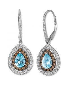 Chocolatier® Sea Blue Aquamarine (1 ct. t.w.) & Diamond (1 ct. t.w.) Drop Earrings in 14k White Gold