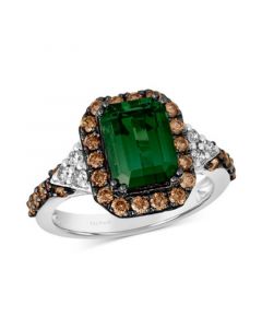 Couture Hunters Green Tourmaline (2-1/4 ct. t.w.), Chocolate Diamonds (5/8 ct. t.w.) & Nude Diamonds (1/5 ct. t.w.) Square Halo Ring in Platinum