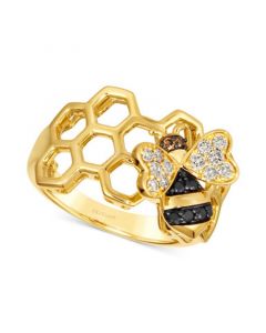 Multicolor Diamond Honeybee Honeycomb Ring (1/3 ct. t.w.) in 14k Gold