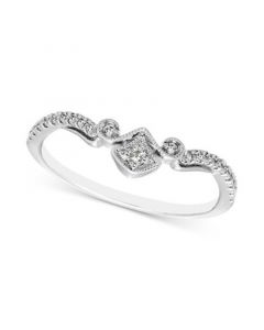 Diamond Contoured Band (1/8 ct. t.w.) in 14k White Gold