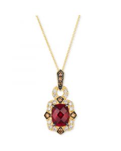 Pomegranate Garnet (2-3/4 ct. t.w.) & Diamond (1/2 ct. t.w.) Pendant Necklace in 14k Gold, 18" + 2" extender