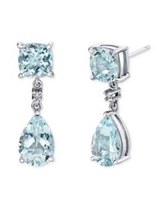 Aquamarine (4-1/10 ct. t.w. ) & Diamond Accent Drop Earrings in Sterling Silver