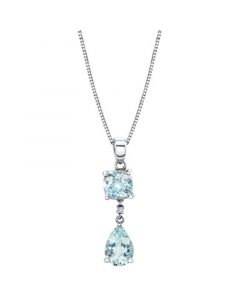 Aquamarine (2-7/8 ct. t.w.) & Diamond Accent Double Drop 18" Pendant Necklace in Sterling Silver