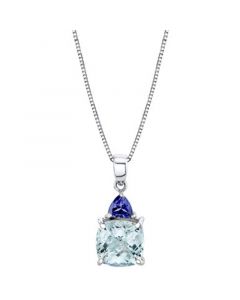 Aquamarine (3-1/2 ct. t.w.) & Iolite (3/8 ct. t.w.) 18" Pendant Necklace in Sterling Silver