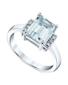 Aquamarine (2 ct. t.w. ) & Diamond (1/10 ct. t.w.) Ring in Sterling Silver