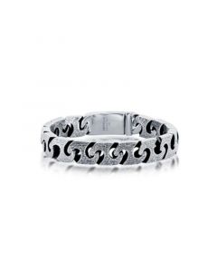 Mens Stainless Steel Textured Linked Bracelet