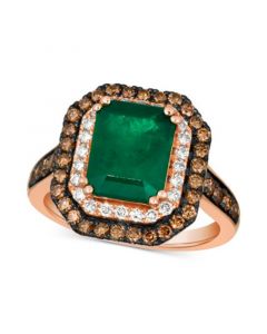 Costa Smeralda Emeralds (2 1/2 ct. t.w.), Chocolate Diamonds (5/8 ct. t.w.) & Nude Diamonds (1/4 ct. t.w.) Ring set in 14k Rose Gold