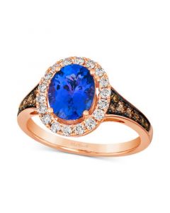 Blueberry Tanzanite (1-3/4 ct. t.w.), Chocolate Diamonds (1/4 ct. t.w.) & Nude Diamonds (1/3 ct. t.w.) Ring set in 14k Rose Gold