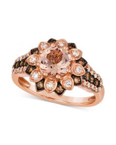 Peach Morganite™ (7/8 ct. t.w.) & Diamond (3/8 ct. t.w.) Flower Ring in 14k Rose Gold