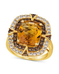 Cinnamon Citrine (4-3/4 ct. t.w.) & Diamond (1 ct. t.w.) Double Halo Ring in 14k Gold