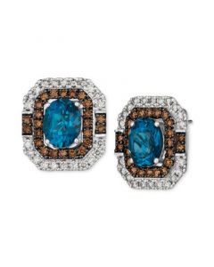 Deep Sea Blue Topaz (3-1/2 ct. t.w.) & Diamond (1-5/8 ct. t.w.) Stud Earrings in 14k White Gold