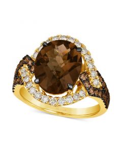 Chocolate Quartz (4-1/5 ct. t.w.) & Diamond (1-7/8 ct. t.w.) Swirl Ring in 14k Gold