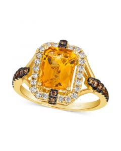 Cinnamon Citrine (2 ct. t.w.) & Diamond (1/2 ct. t.w.) Halo Ring in 14k Gold