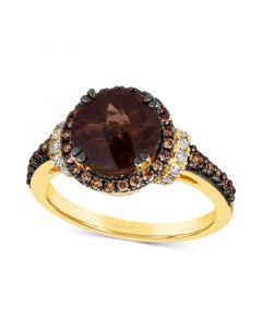 Chocolate Quartz (2-3/4 ct. t.w.) & Diamond (5/8 ct. t.w.) Halo Ring in 14k Gold