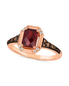 Pomegranate Garnet (1-3/8 ct. t.w.) & Diamond (1/4 ct. t.w.) Ring in 14k Rose Gold